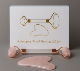 Kit Gua Sha y Rodillo de Cuarzo Rosa 1