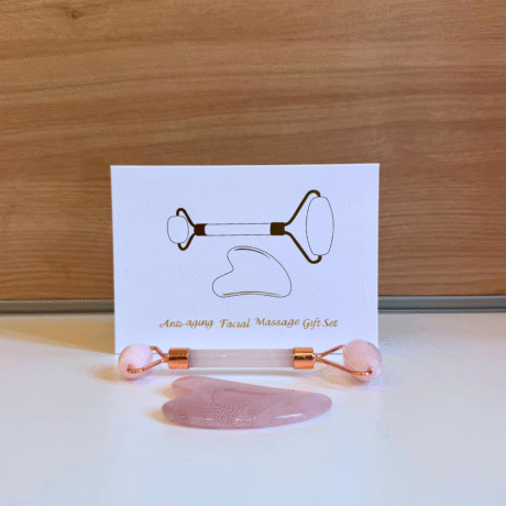Kit Gua Sha y Rodillo de Cuarzo Rosa 1